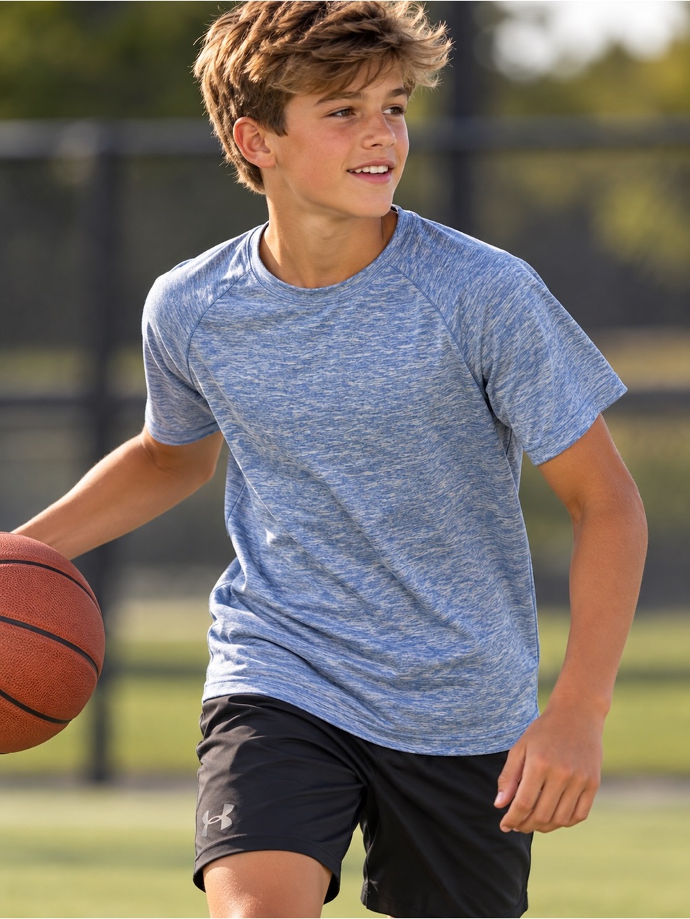 32 Degree Cool Heather Blue Short-Sleeve Crew Tee, men's small